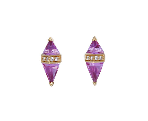 Pink Topaz and White Diamond Pietra Stud Earrings