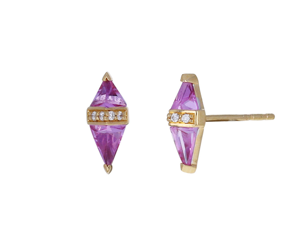 Pink Topaz and White Diamond Pietra Stud Earrings