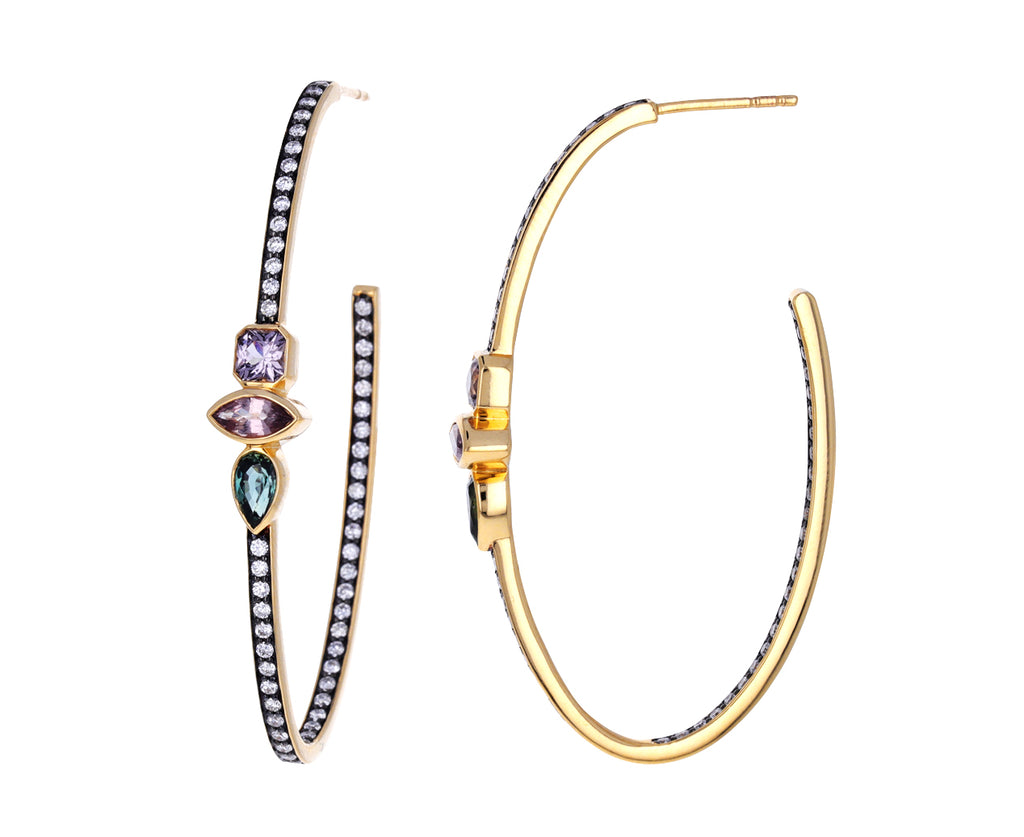 Diamond and Sapphire Oval Hoops
