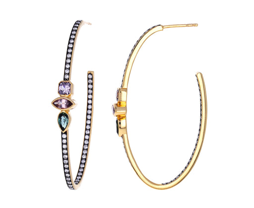 Diamond and Sapphire Oval Hoops