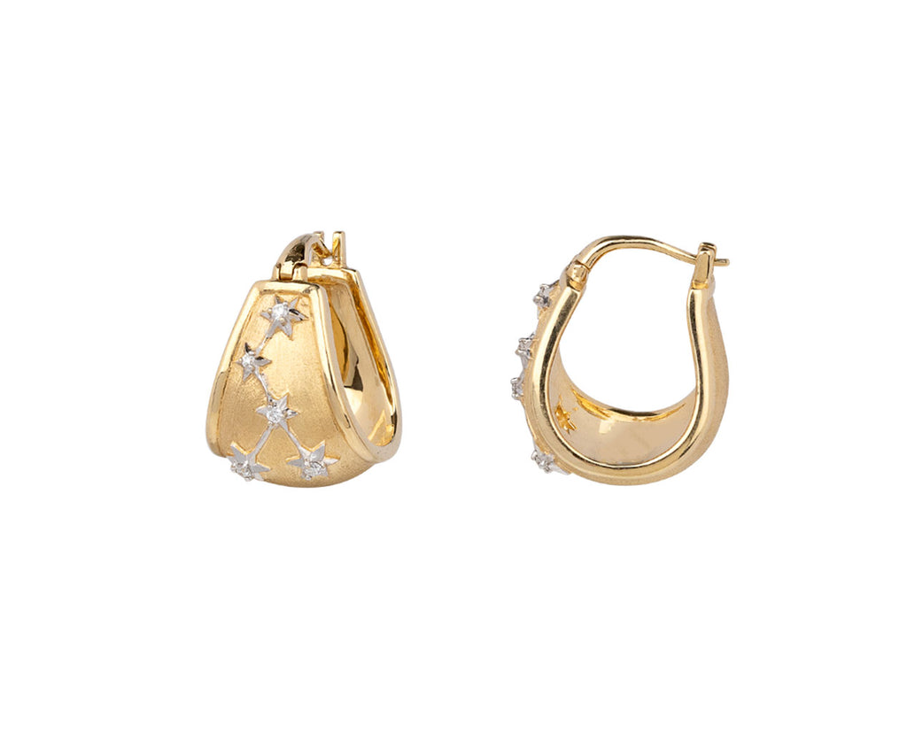 Sorellina Gold Constellation Diamond Empress Hoop Earrings Side View