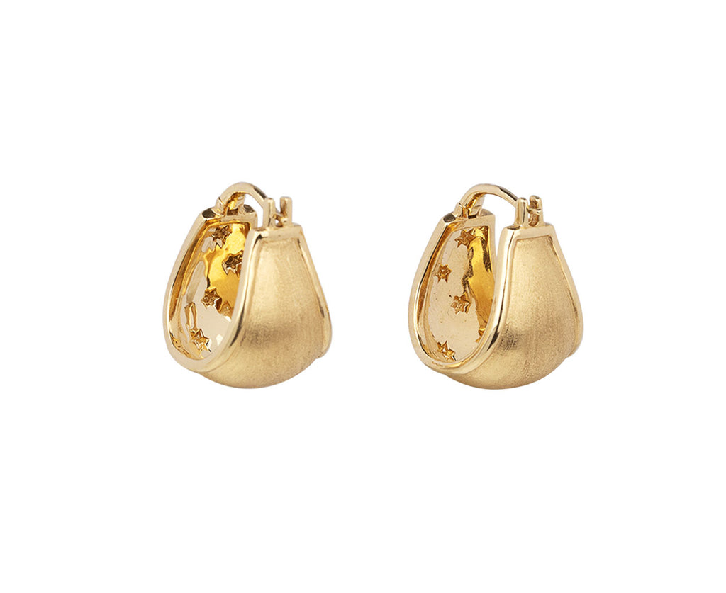 Sorellina Gold Constellation Diamond Empress Hoop Earrings Back View