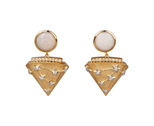 Sorellina Opal and Diamond Empress Pyramid Earrings