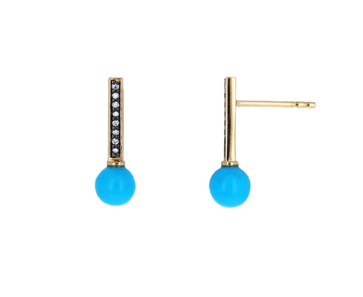 Turquoise and Diamond Stick Studs