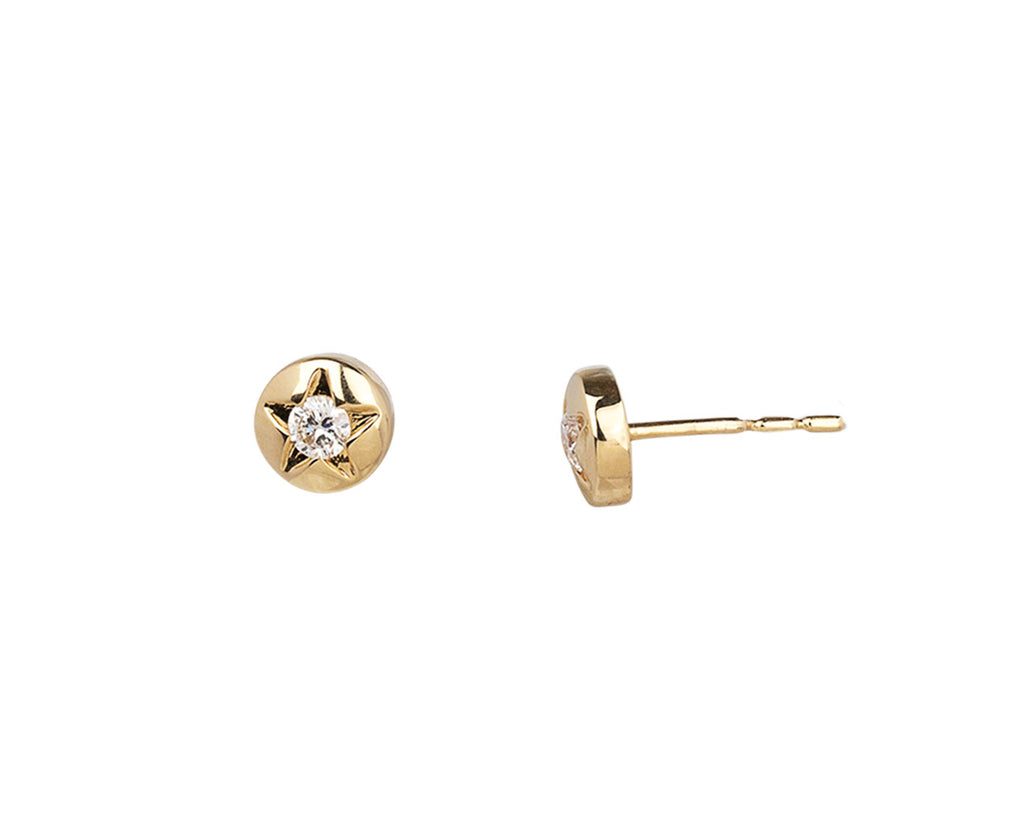 Sorellina Empress Diamond Star Stud Earrings Side View