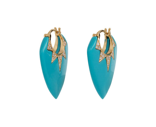 Turquoise and Diamond Guitar Pick Earrings