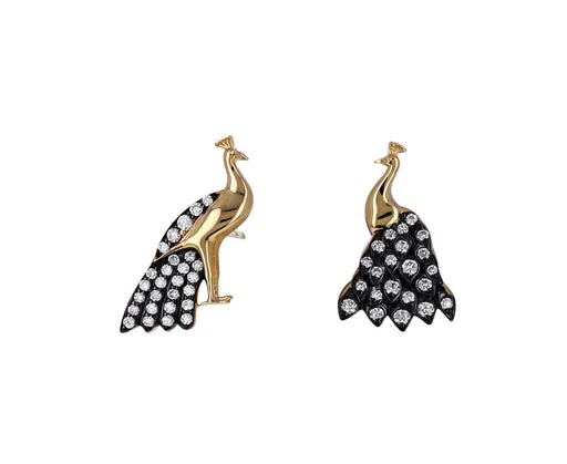 Diamond Peacock Lovers Stud Earrings