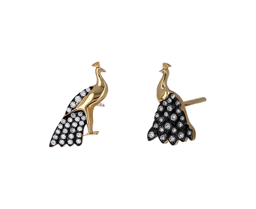 Diamond Peacock Lovers Stud Earrings