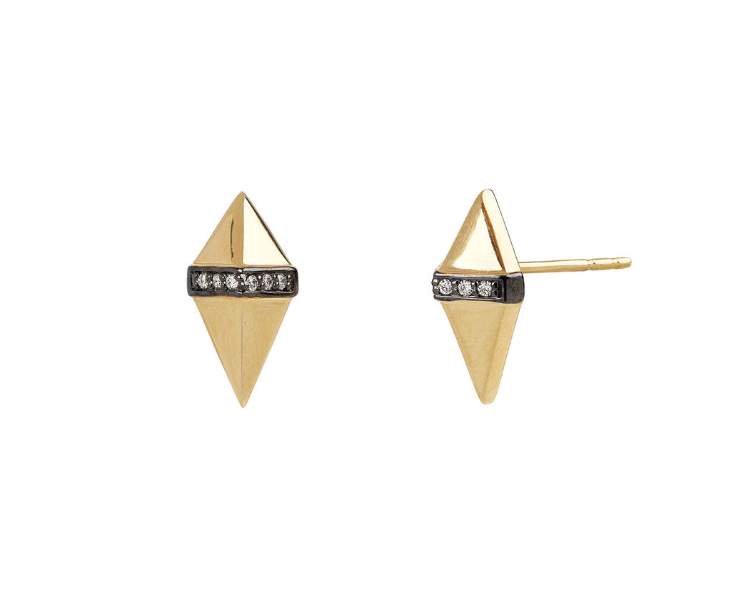 Sorellina Gold and Diamond Jumbo Pietra Stud Earrings Side View