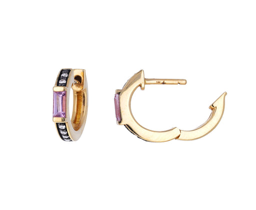 Otto Pink Sapphire and Diamond Huggie Hoops