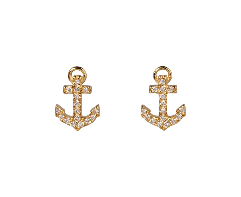 Diamond Anchor Stud Earrings