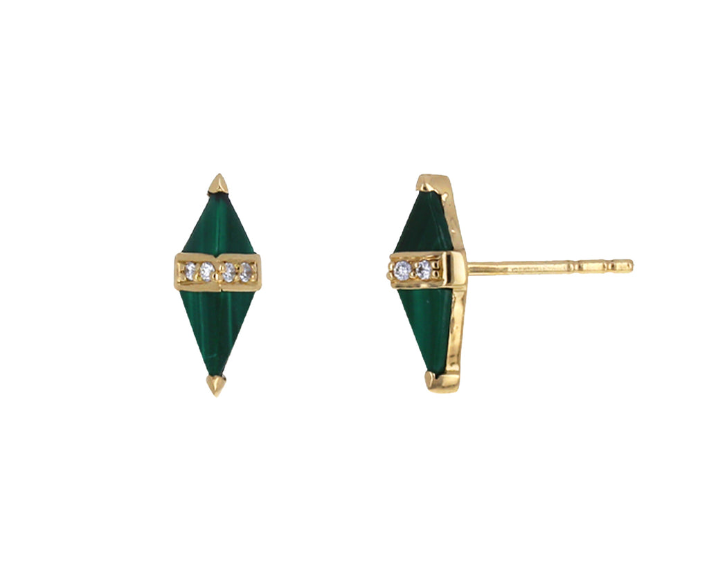 Malachite and Diamond Pietra Stud Earrings