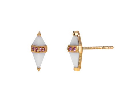 White Onyx and Pink Sapphire Pietra Studs