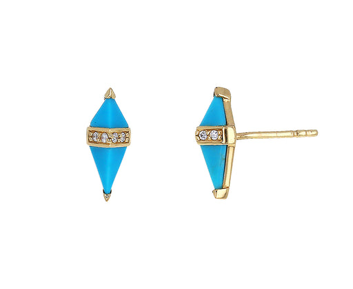 Turquoise and Diamond Pietra Stud Earrings