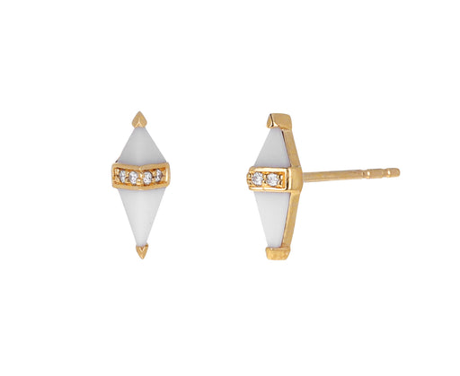 White Onyx and Diamond Pietra Stud Earrings