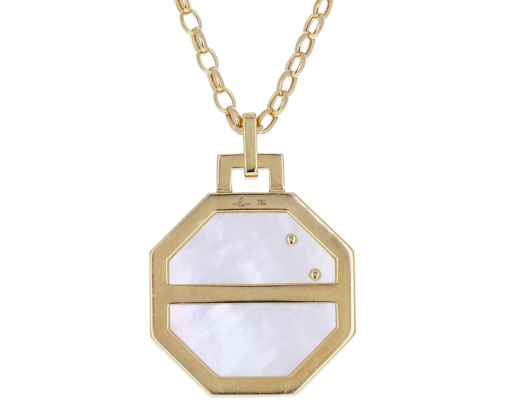 Mother-of-Pearl and Sapphire Octagonal Luna Pendant Necklace