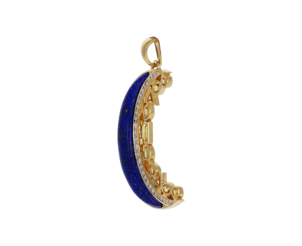 Lapis, Yellow Sapphire and Diamond Monroe Crescent Pendant ONLY