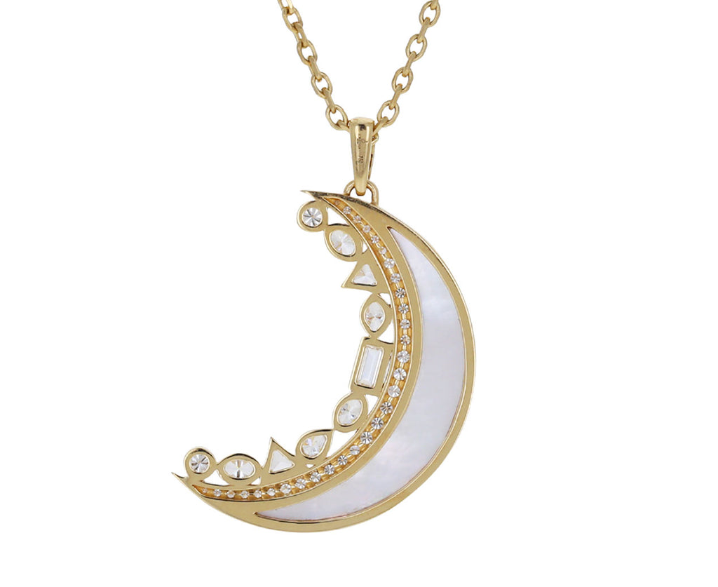Mother-of-Pearl and Diamond Monroe Crescent Pendant Necklace