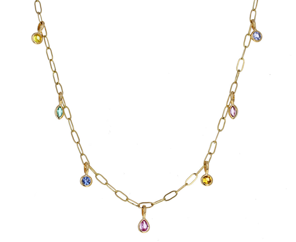 Rainbow Multi Gem Dangle Necklace