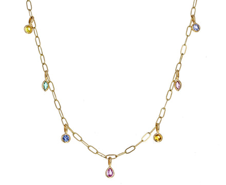 Rainbow Multi Gem Dangle Necklace