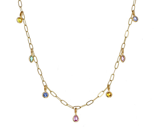 Rainbow Multi Gem Dangle Necklace