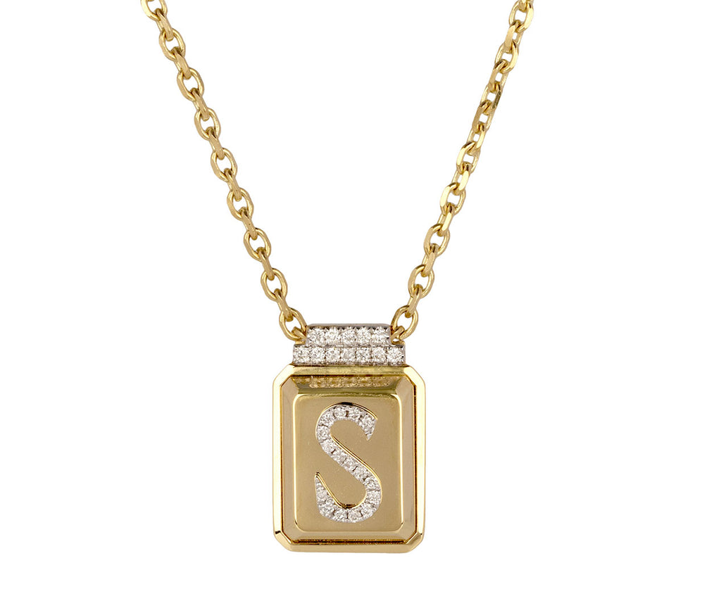 Diamond Signet 'S' Letter Necklace