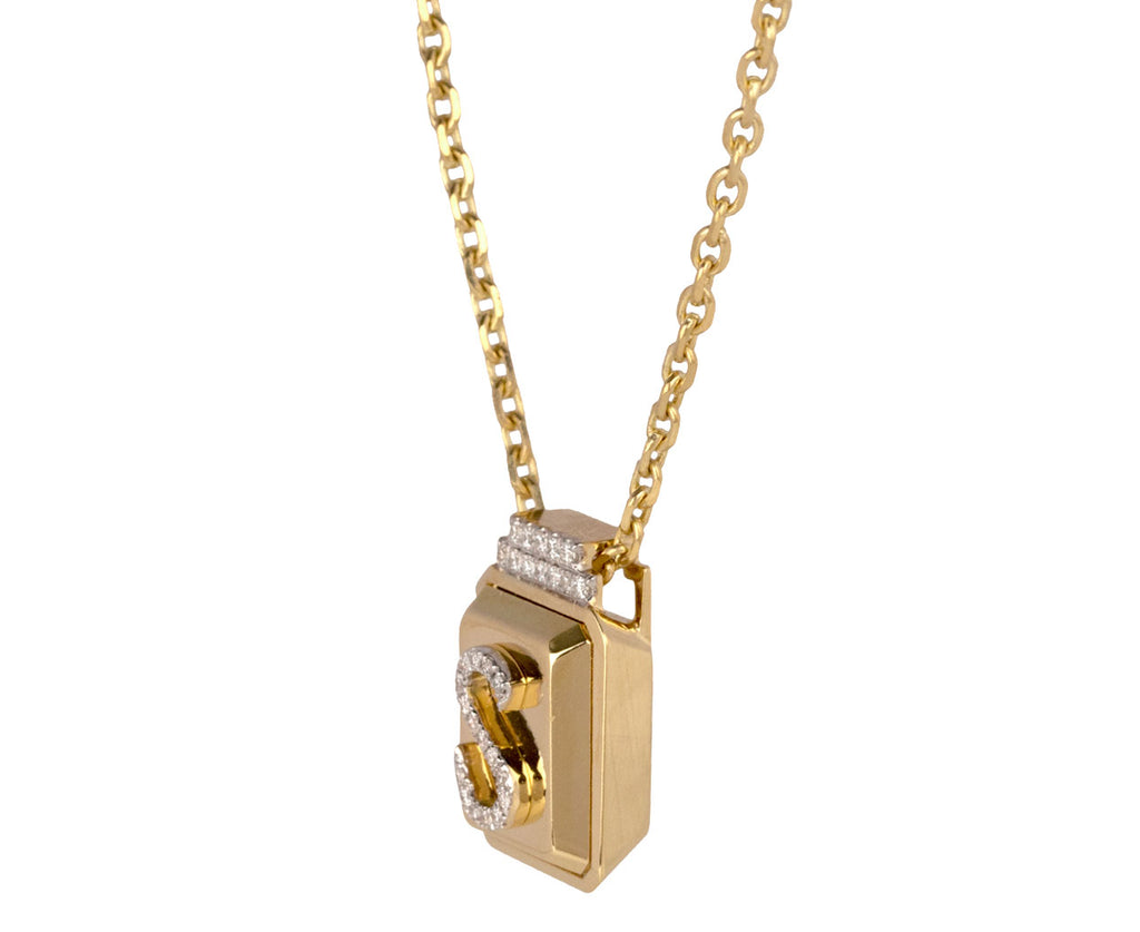 Diamond Signet 'S' Letter Necklace