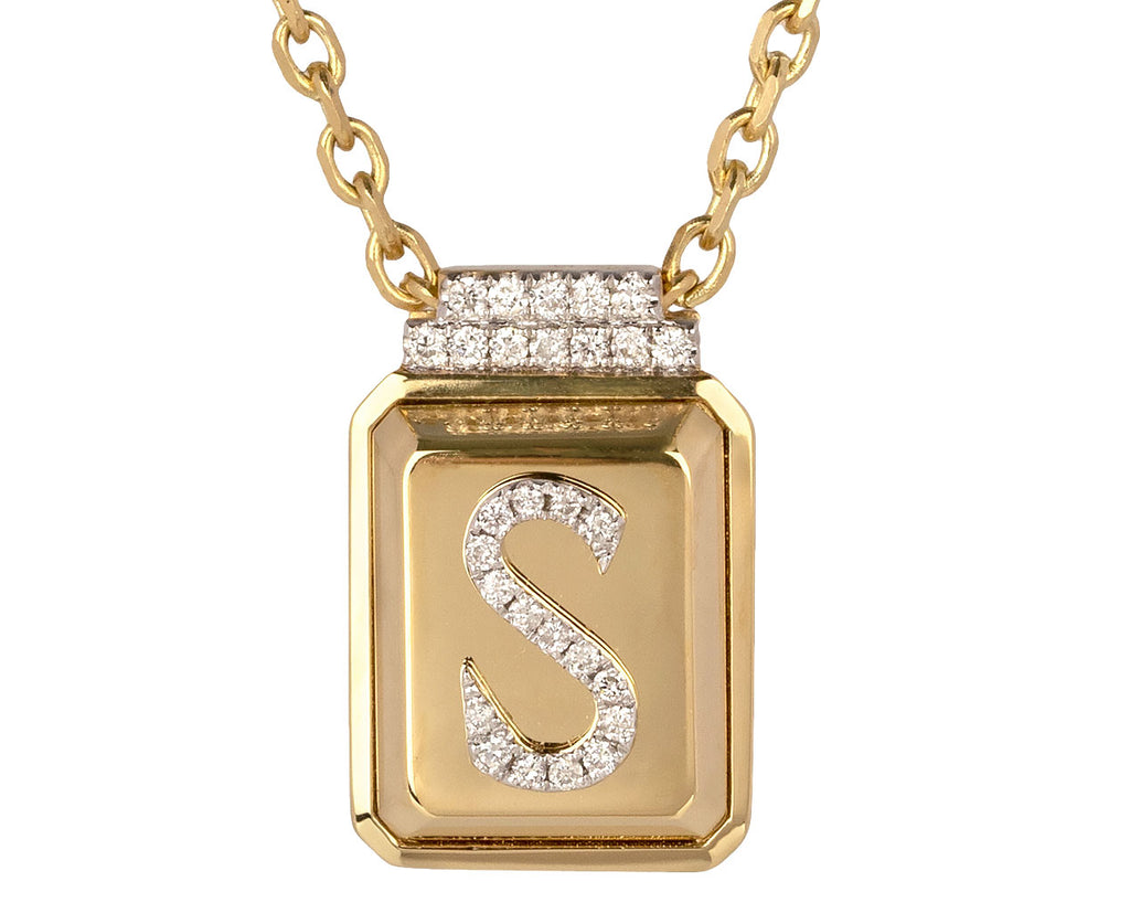Diamond Signet 'S' Letter Necklace
