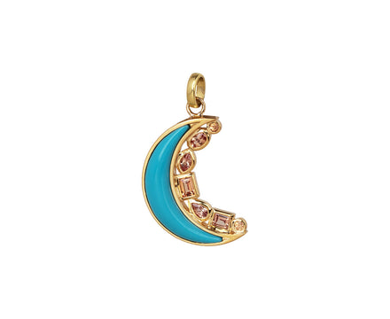 Sorellina Turquoise and Orange Sapphire Mini Monroe Crescent Pendant ONLY