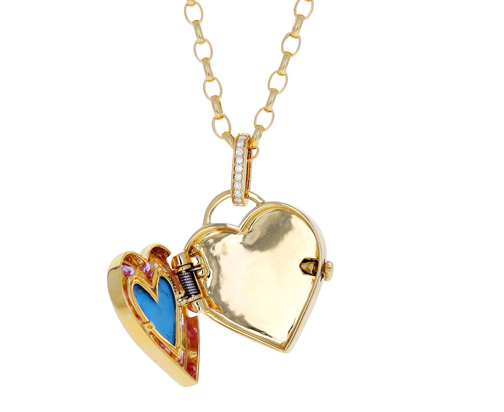Turquoise Lovers Heart Locket Necklace