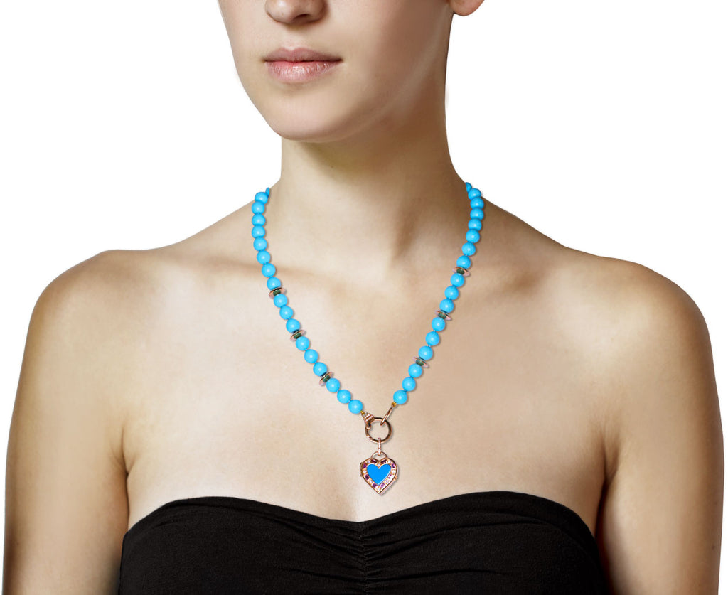 Turquoise Lovers Heart Locket Necklace