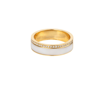 Sorellina White Onyx Inlay and Diamond Band