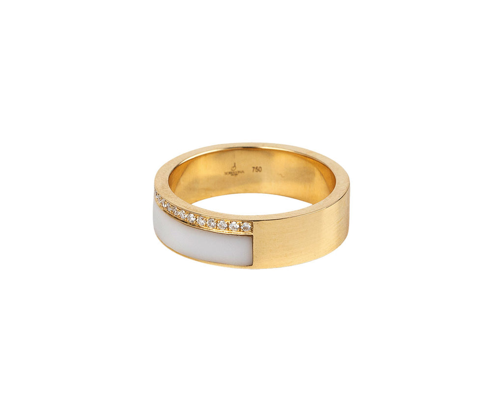 Sorellina White Onyx Inlay and Diamond Band