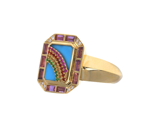 Turquoise and Sapphire Il Arco Signet Ring