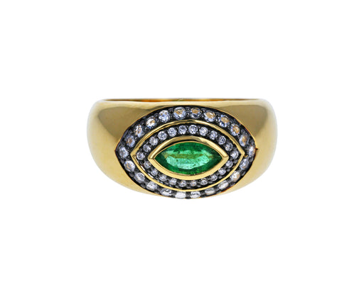 Emerald and Diamond Axl Marquise Ring