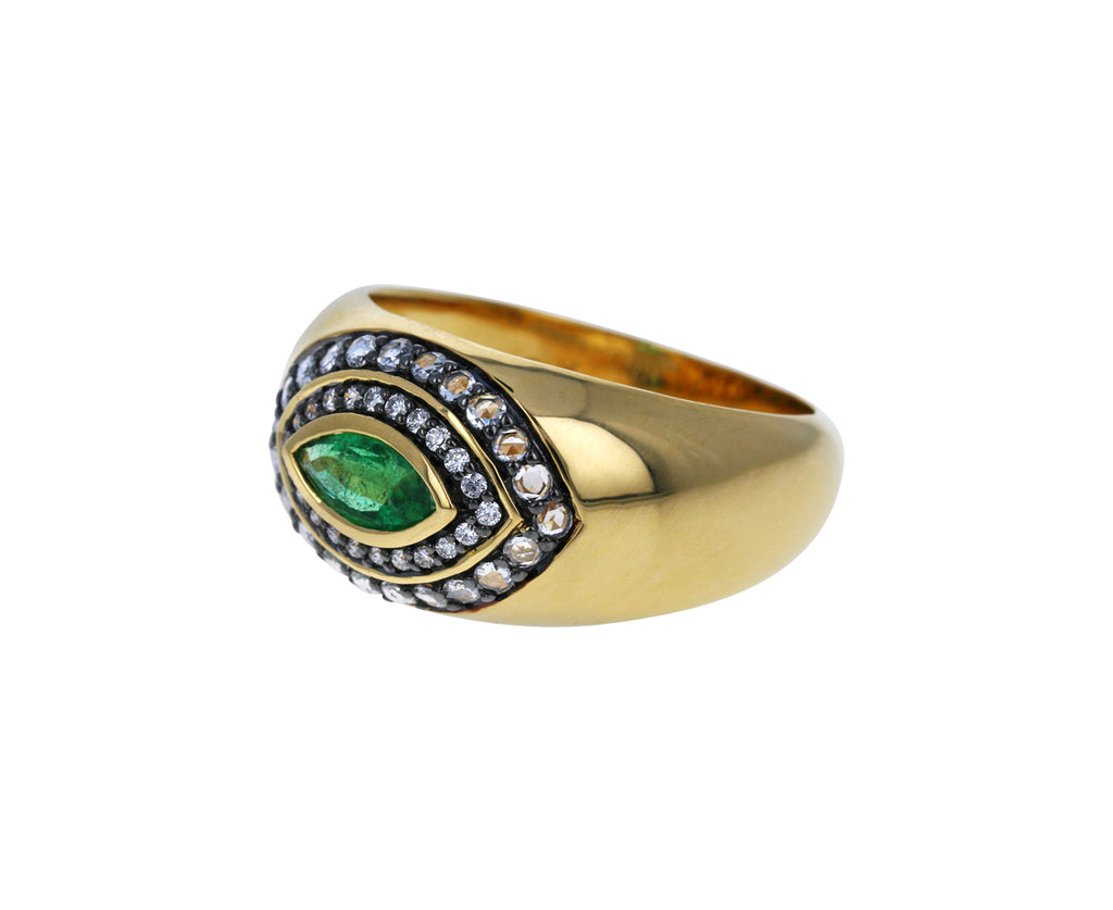 Emerald and Diamond Axl Marquise Ring