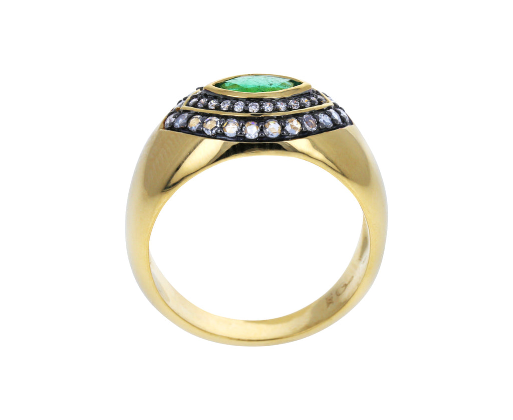 Emerald and Diamond Axl Marquise Ring