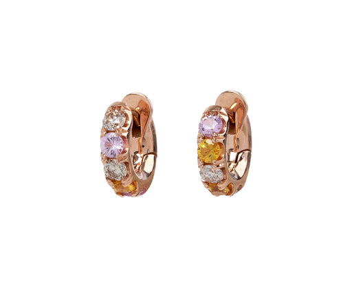 Spinelli Kilcollin Mis-Matched Dusk Sapphire and Diamond Huggie Hoop Earrings