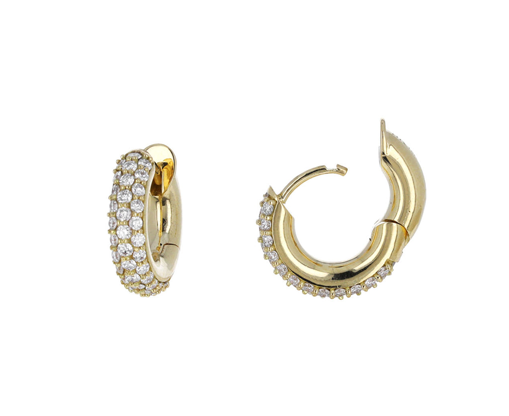 Triple Diamond Macro Hoop Earrings