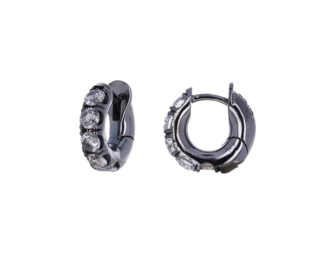 Gray Diamond Macro Gris Hoop Earrings