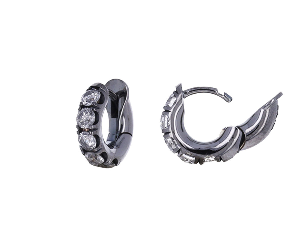 Gray Diamond Macro Gris Hoop Earrings
