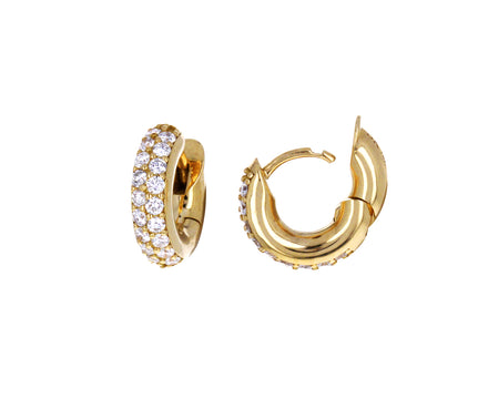 Double Diamond Mini Macro Hoop Earrings