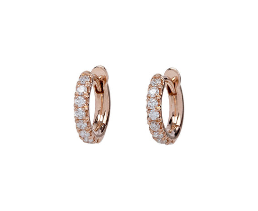 Rose Gold and Diamond Mini Micro Hoop Earrings