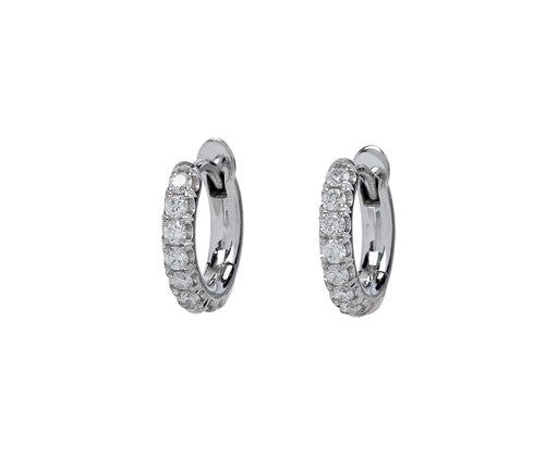White Gold and Diamond Mini Micro Hoop Earrings