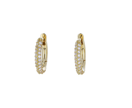 Gold Double Diamond Micro Hoop Earrings - TWISTonline 