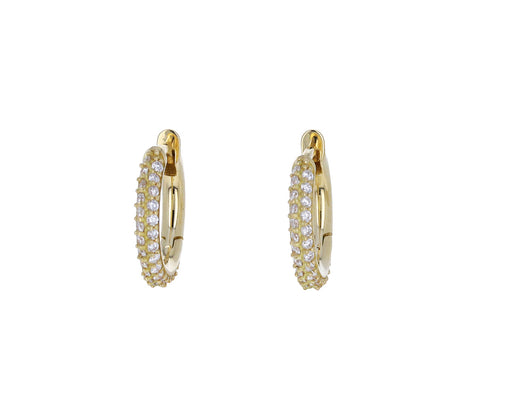 Gold Double Diamond Micro Hoop Earrings