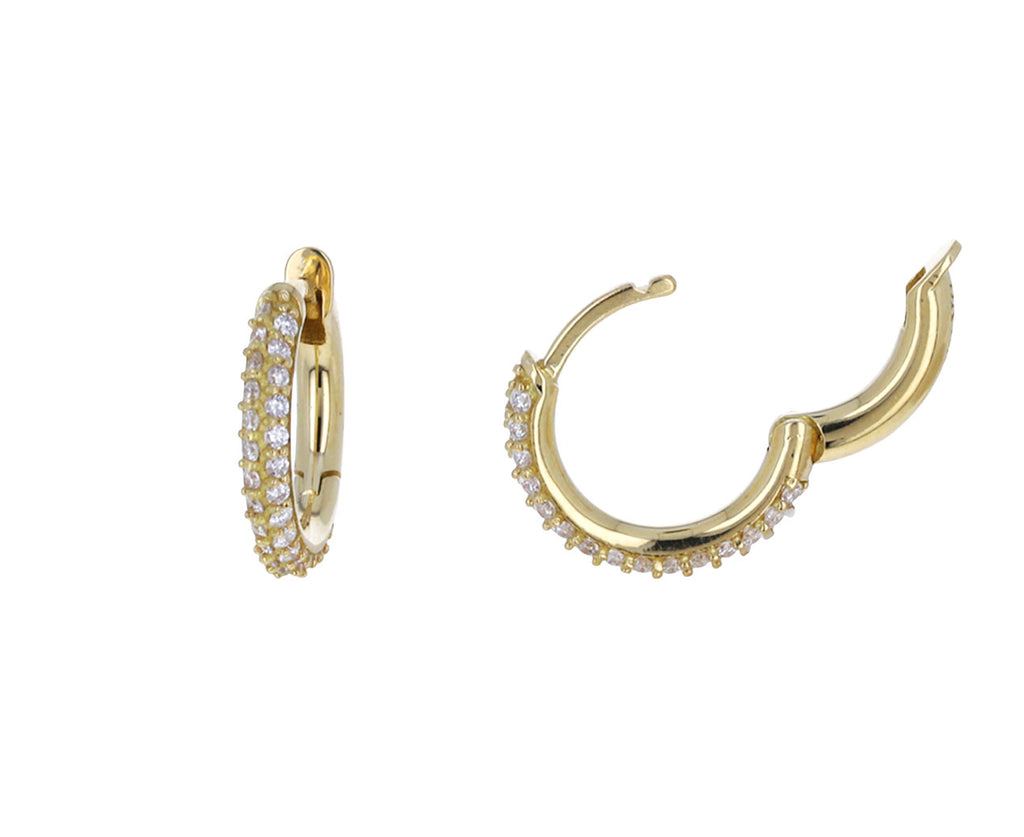Gold Double Diamond Micro Hoop Earrings