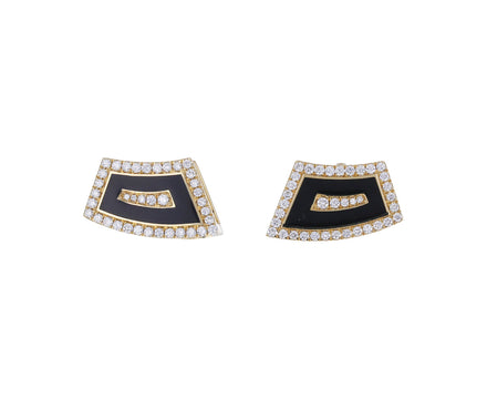 Black Enamel and Diamond Tabei Earrings