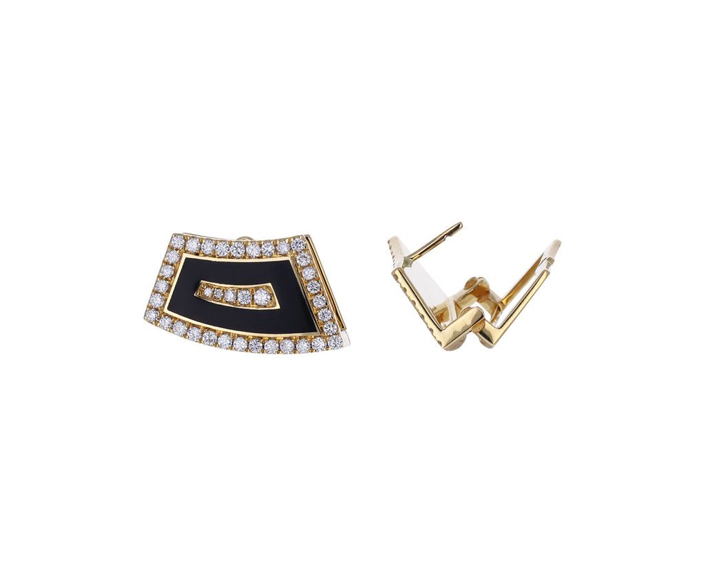 Black Enamel and Diamond Tabei Earrings