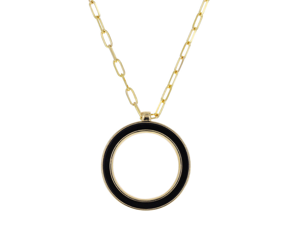 Onyx and Diamond George Pendant Necklace